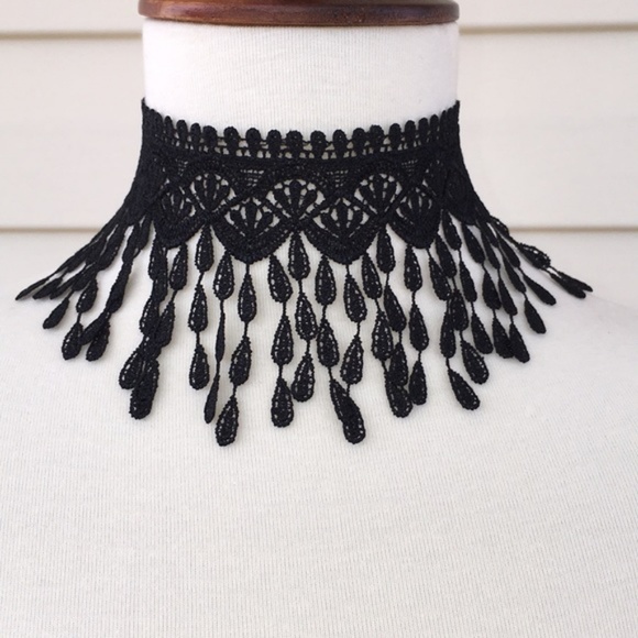 Jewelry - New! Black Crochet Victorian  Style Fringe Choker